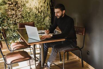 A man working on laptop