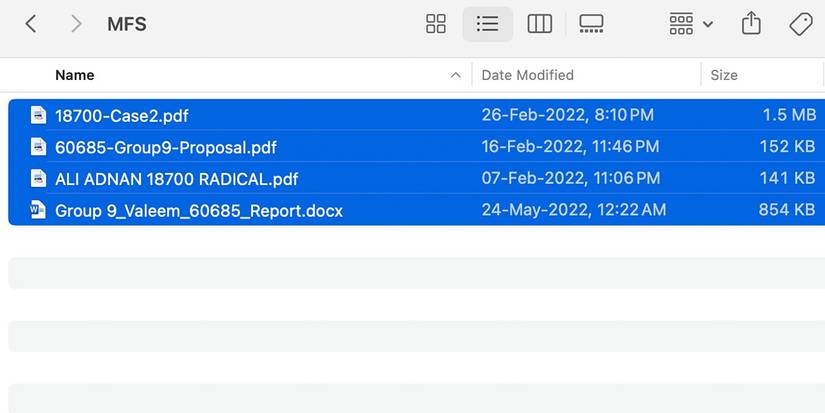 All files selected in Mac