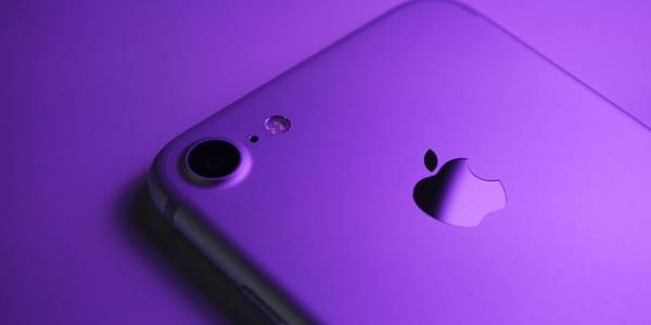 close up shot of purple iphone