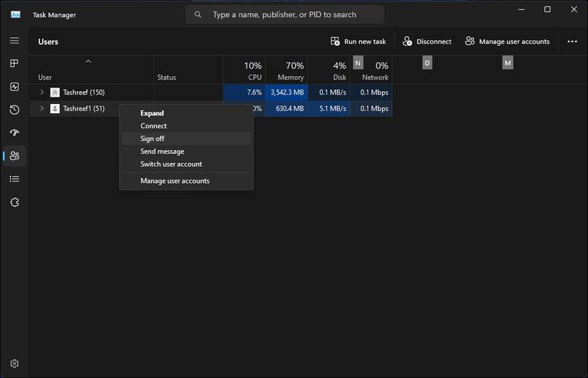 Task Manager Log Off User How to Sign Out Other Users on Windows 11
