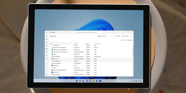 Windows 11 Tablet on Surface with the Task Manager App Open