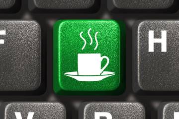 Green Coffee Cup Key on Keyboard