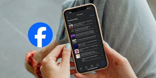 A person viewing Link History in the Facebook app