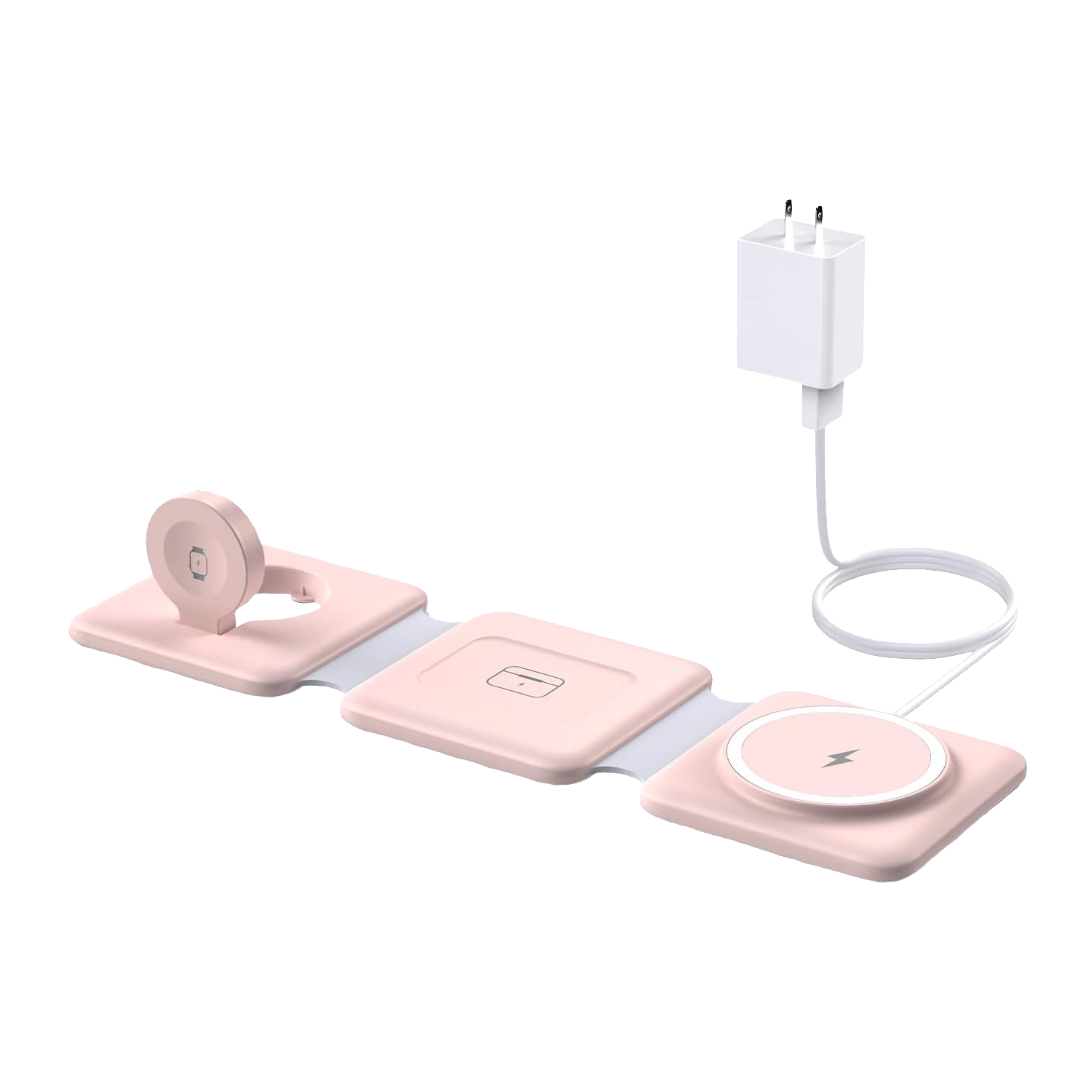 3 in 1 Pink Wireless Charging Station Wireless Charger for iPhone/Android,  Smart Watch and Airpods
