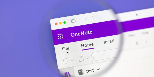 Microsoft OneNote closeup on a computer screen