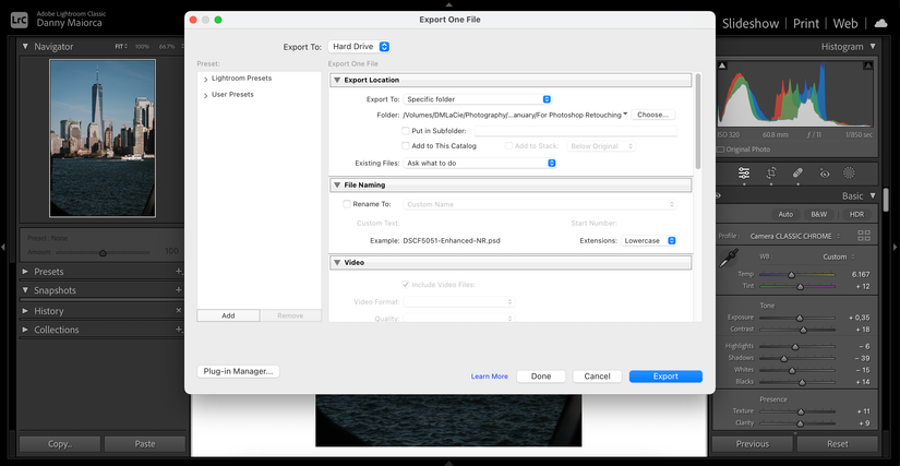 Choose Where to Save Your File in Adobe Lightroom