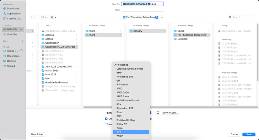 Choose TIFF when saving a file for print in Photoshop