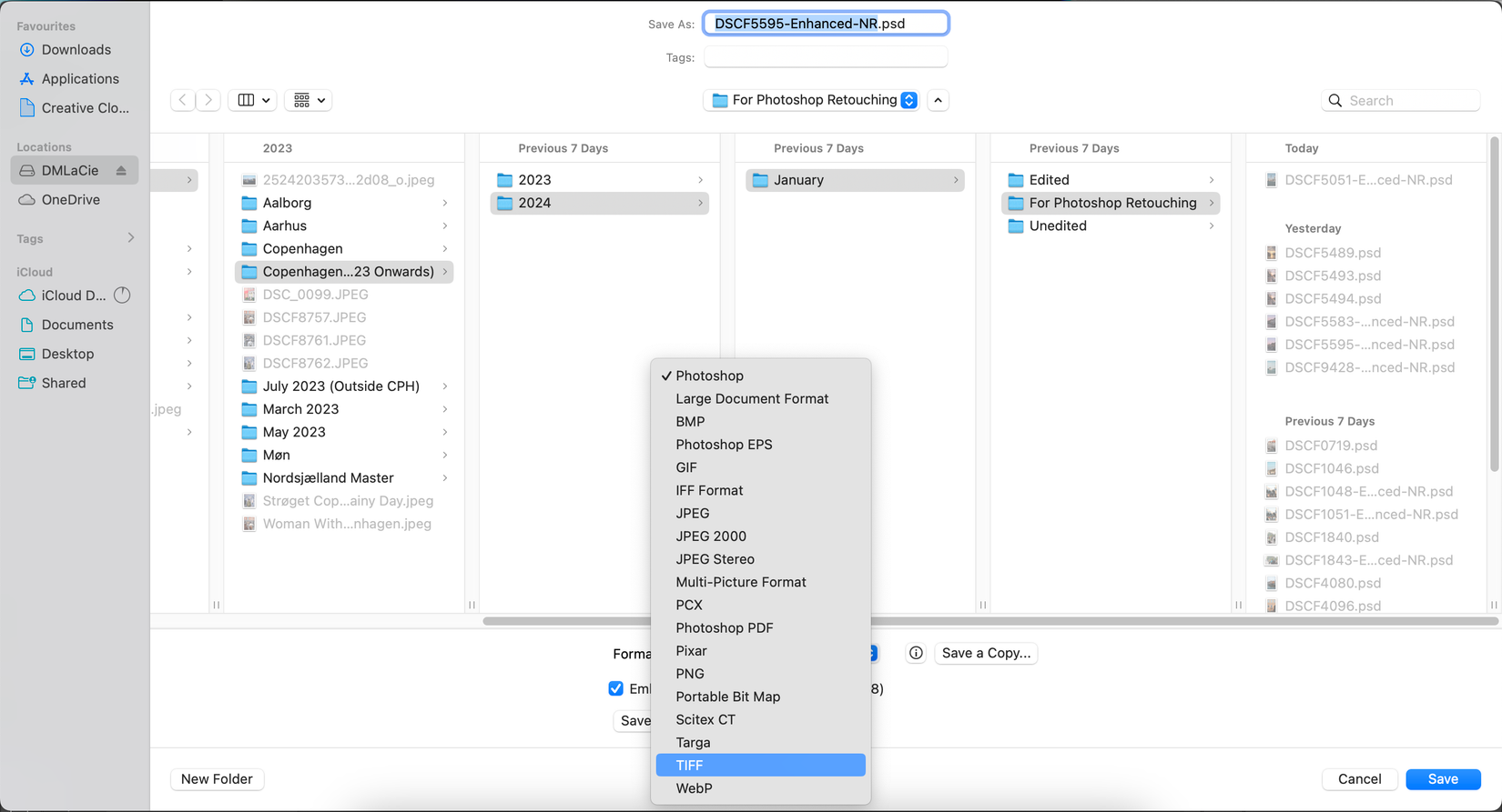 Choose TIFF when saving a file for print in Photoshop