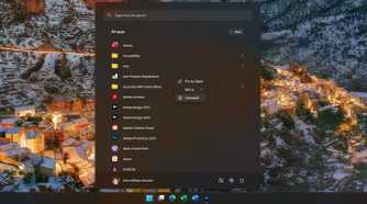 Uninstall an app from the Windows 11 Start Menu