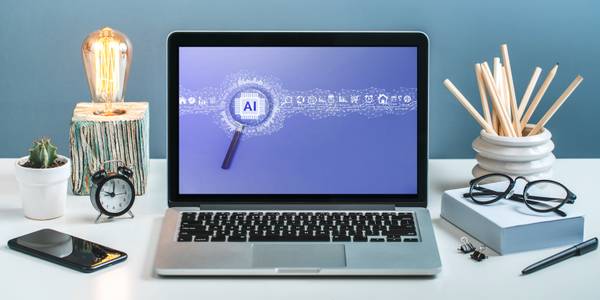 using ai search tools on a laptop