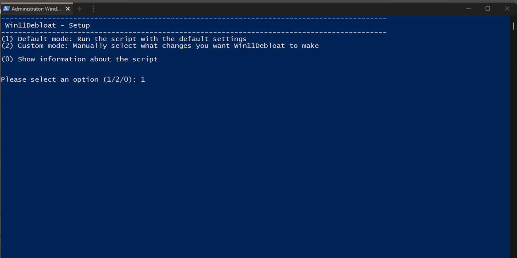 Win11Debloat Powershell Setup