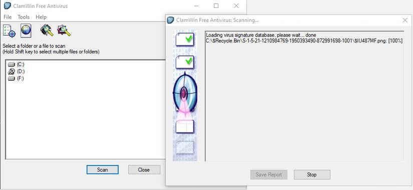 A screenshot of Clamwin