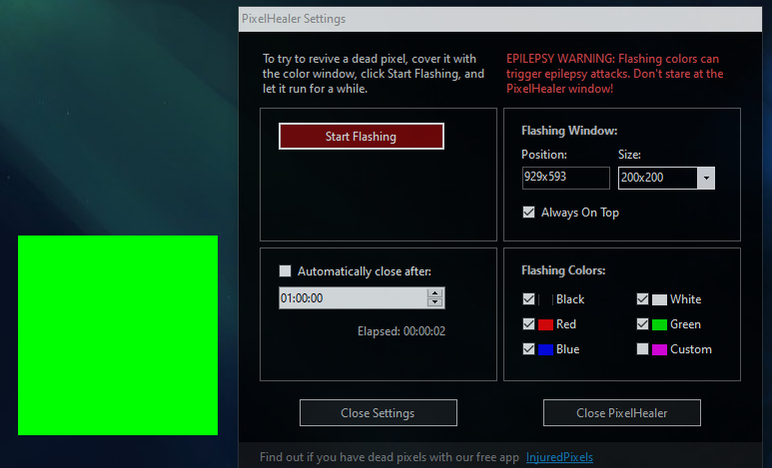 A screenshot of PixelHealer