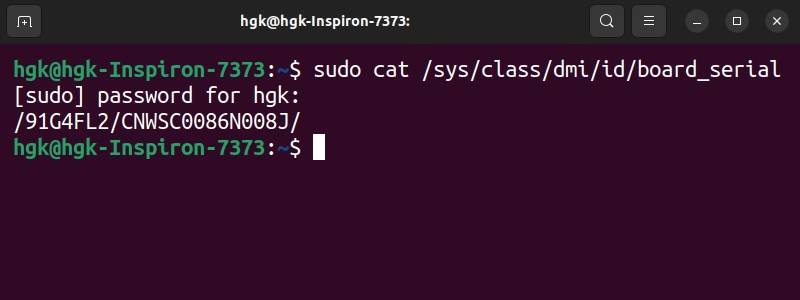 determining a computer's system serial number through a simple cat command in the linux terminal
