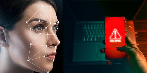 malware on smartphone with biometric face scan example