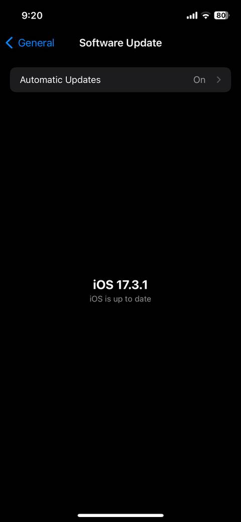 Software Update Menu on iPhone
