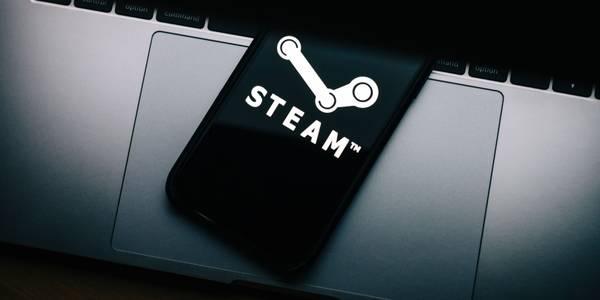 the steam logo on a smartphone