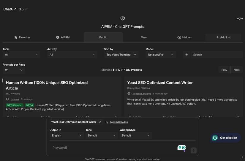 AIPRM — Prompt Library Overview
