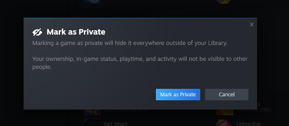 You Can Now Properly Hide Steam Games By Marking Them As Private Mark As Private 