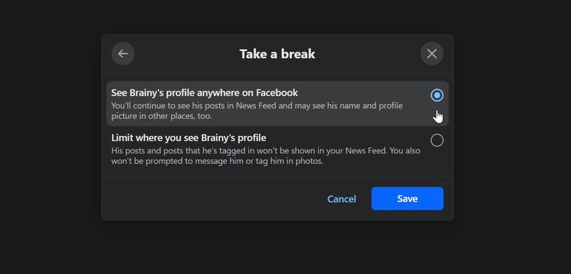 How to Take a Break From Being Facebook Friends With Someone