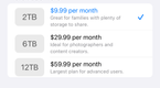 upgrade iCloud storage tiers