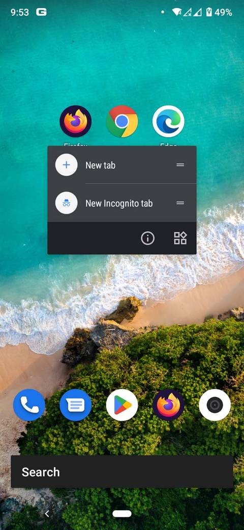 Opciones de menú de pulsación larga para Chrome en Android