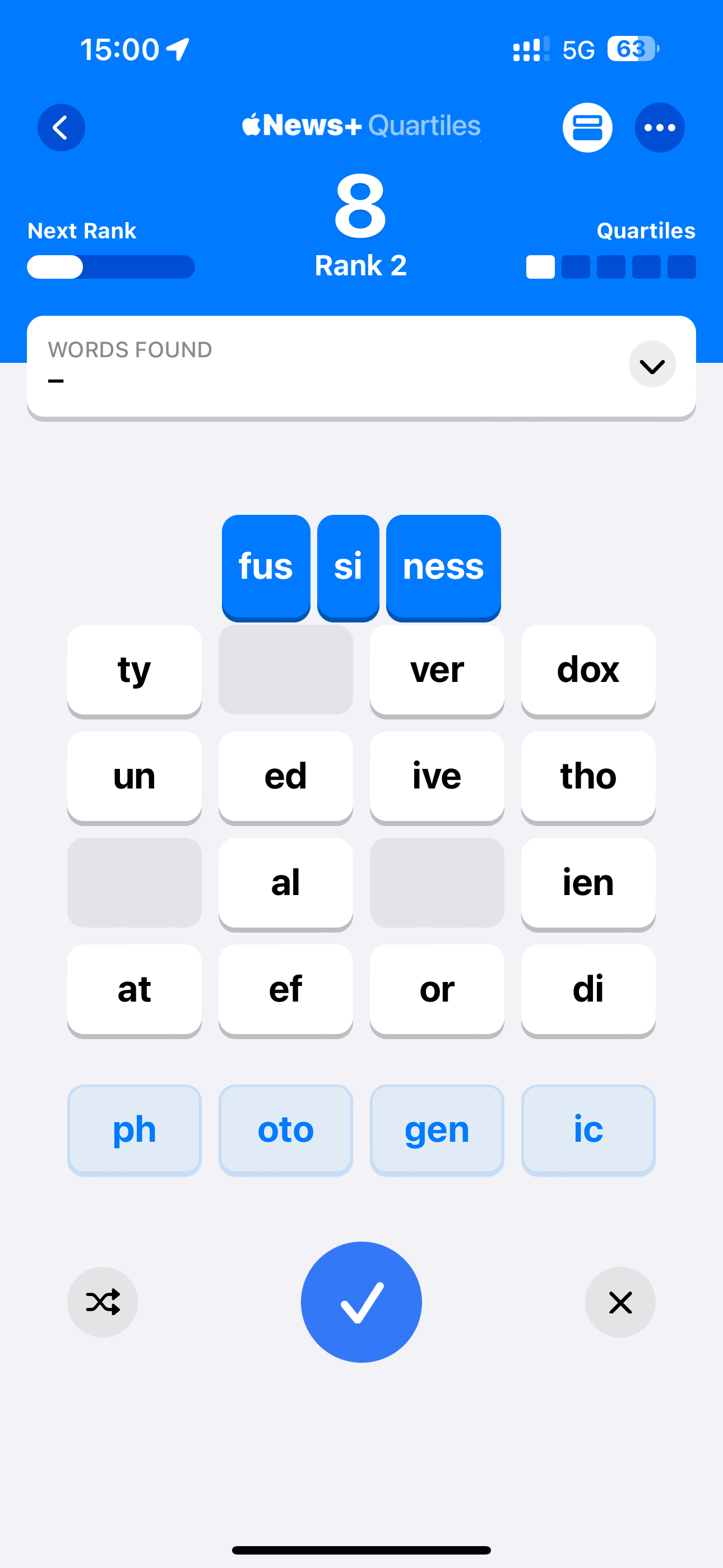 Apple iOS 17.5 News App Quartiles Game Word Tiles