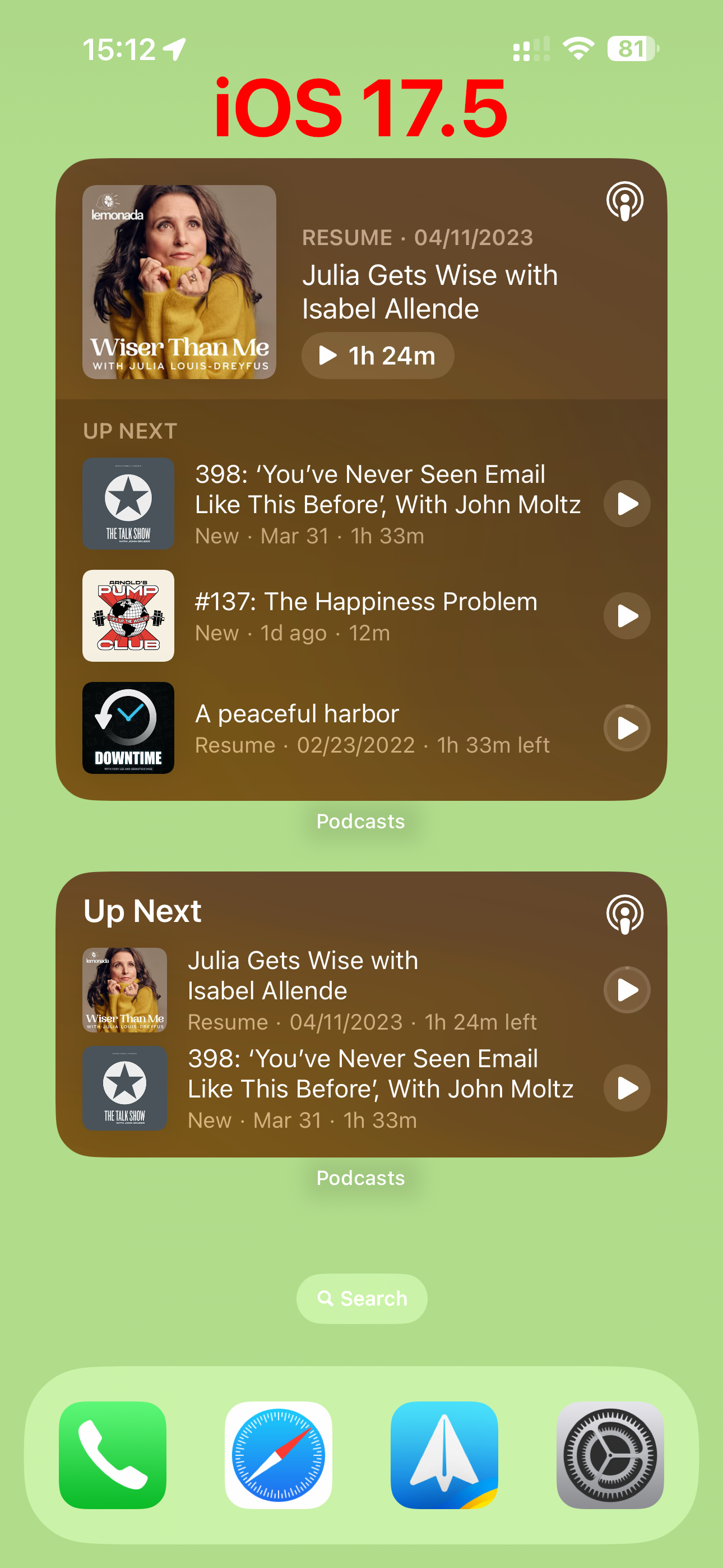 iOS 17.5 Apple Podcasts Widget Brown Color Home Screen
