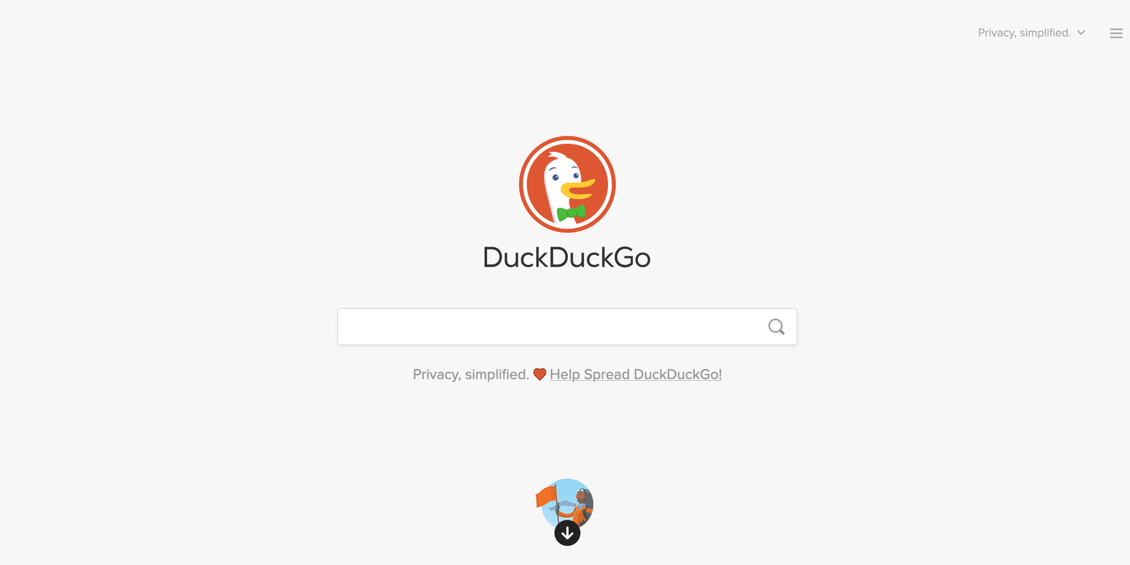 DuckDuckGo's onion site viewed using Tor browser