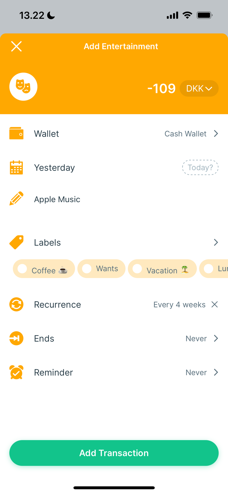 the spendee app interface on ios