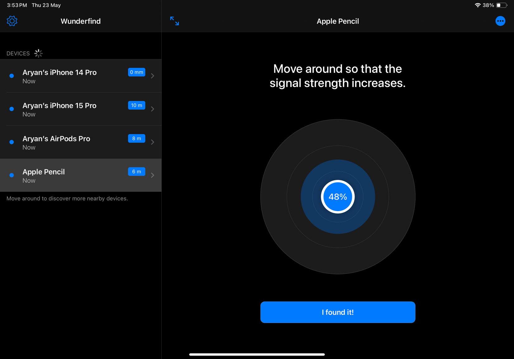 WunderFind App Home Screen