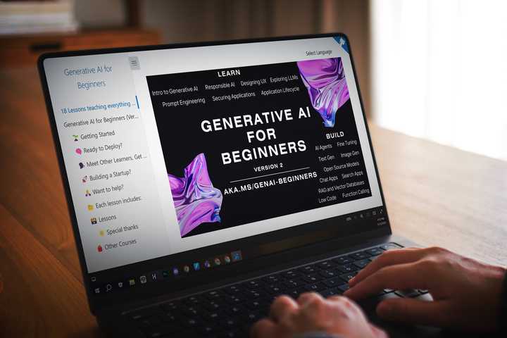A laptop showing the Generative AI for beginners window