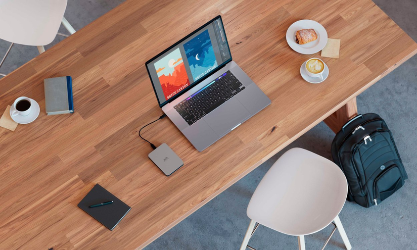 lacie mobile drive connected to laptop