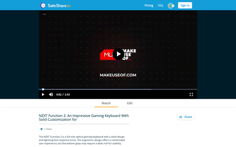 Watching a YouTube video in SafeShare