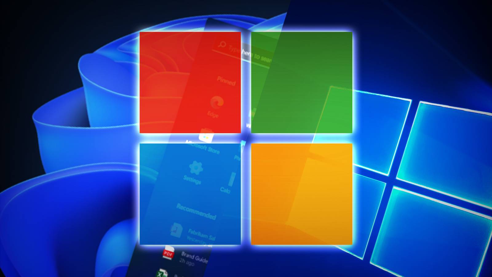 A blend of Windows 10 and 11 logos, showcasing the evolution of the Microsoft operating system