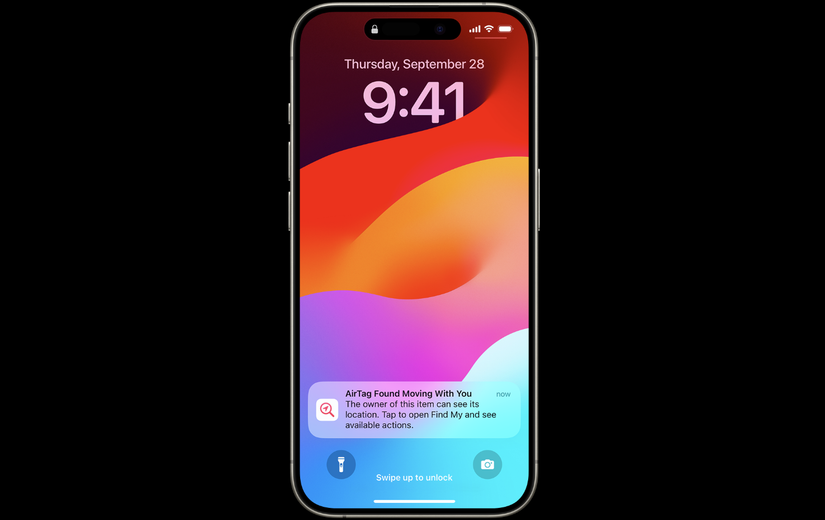 iPhone 检测到不明 AirTag 随行的提醒界面