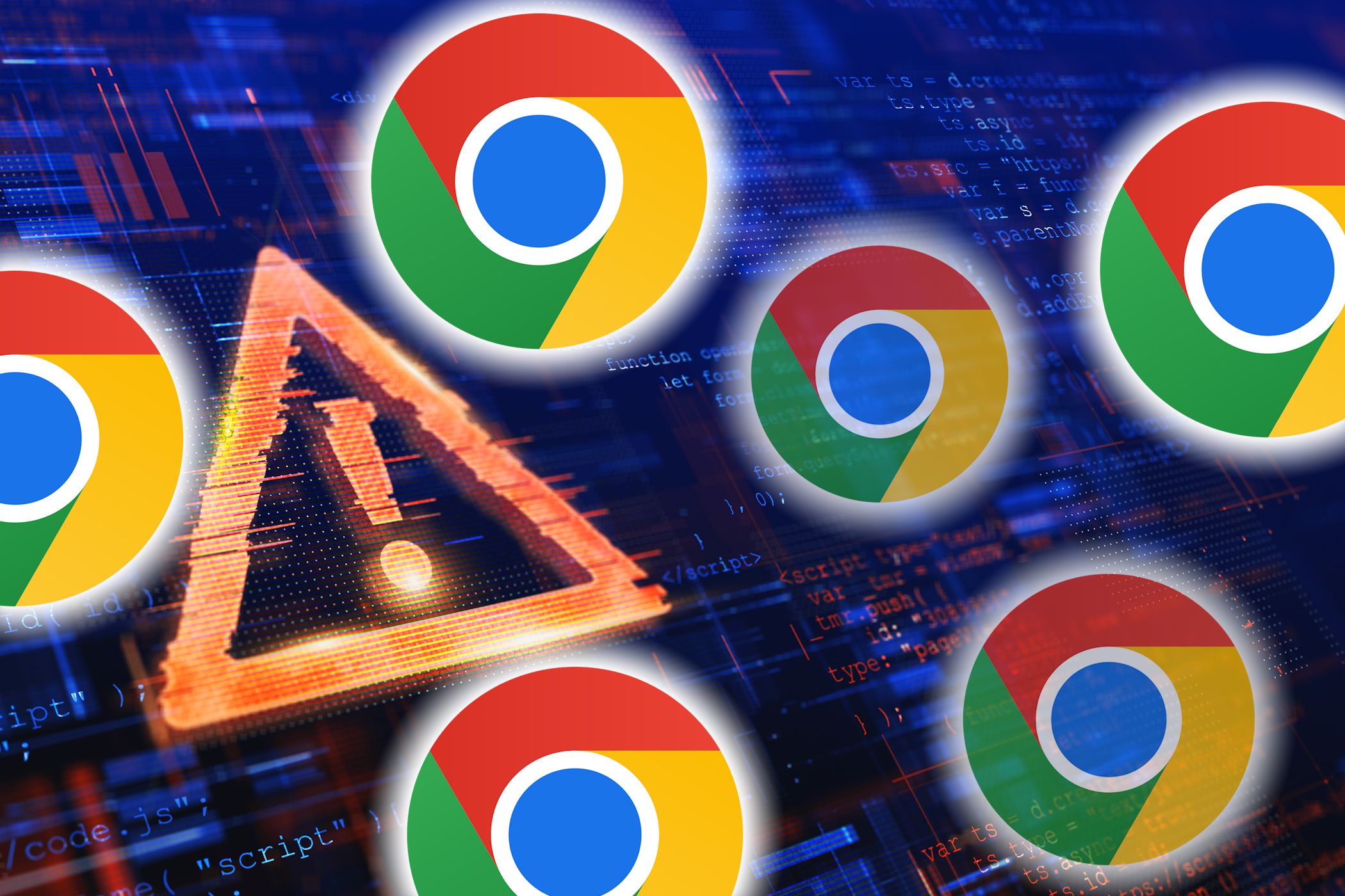 chrome logo with alert symbol