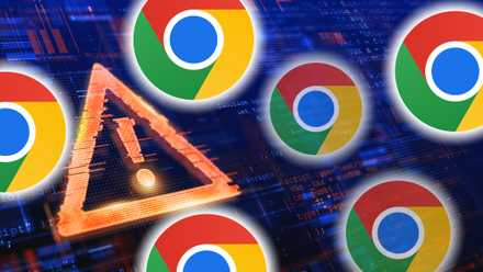 chrome logo with alert symbol