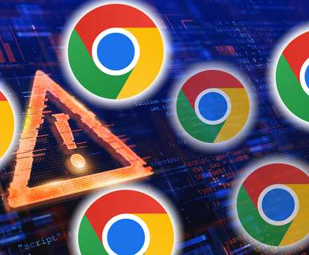 نماد هشدار با لوگوی کروم