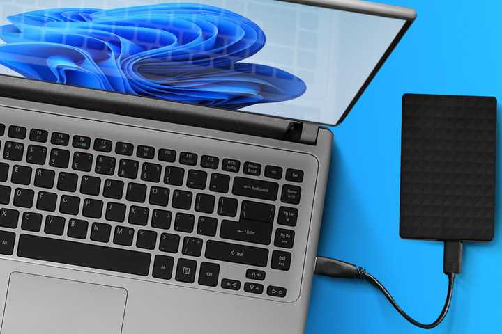 External Hard drive connected to a Windows 11 Laptop.