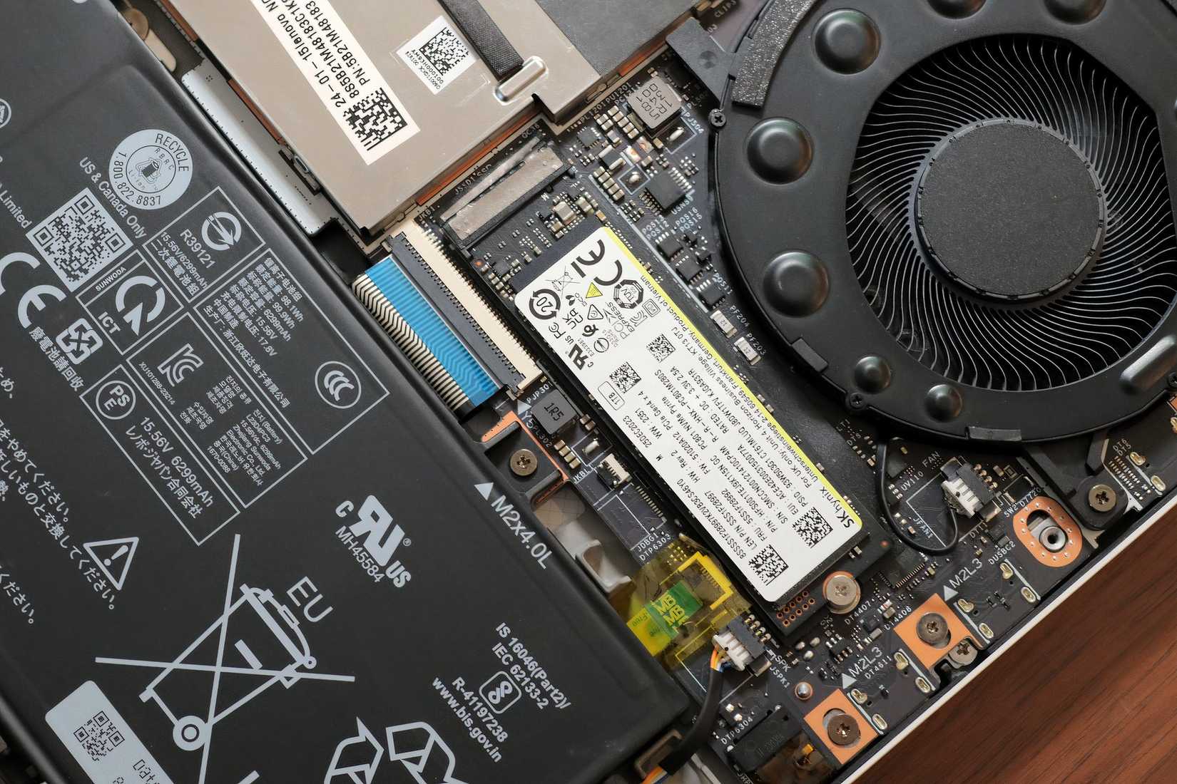 Lenovo Legion 7i close up shot of internal SSD 