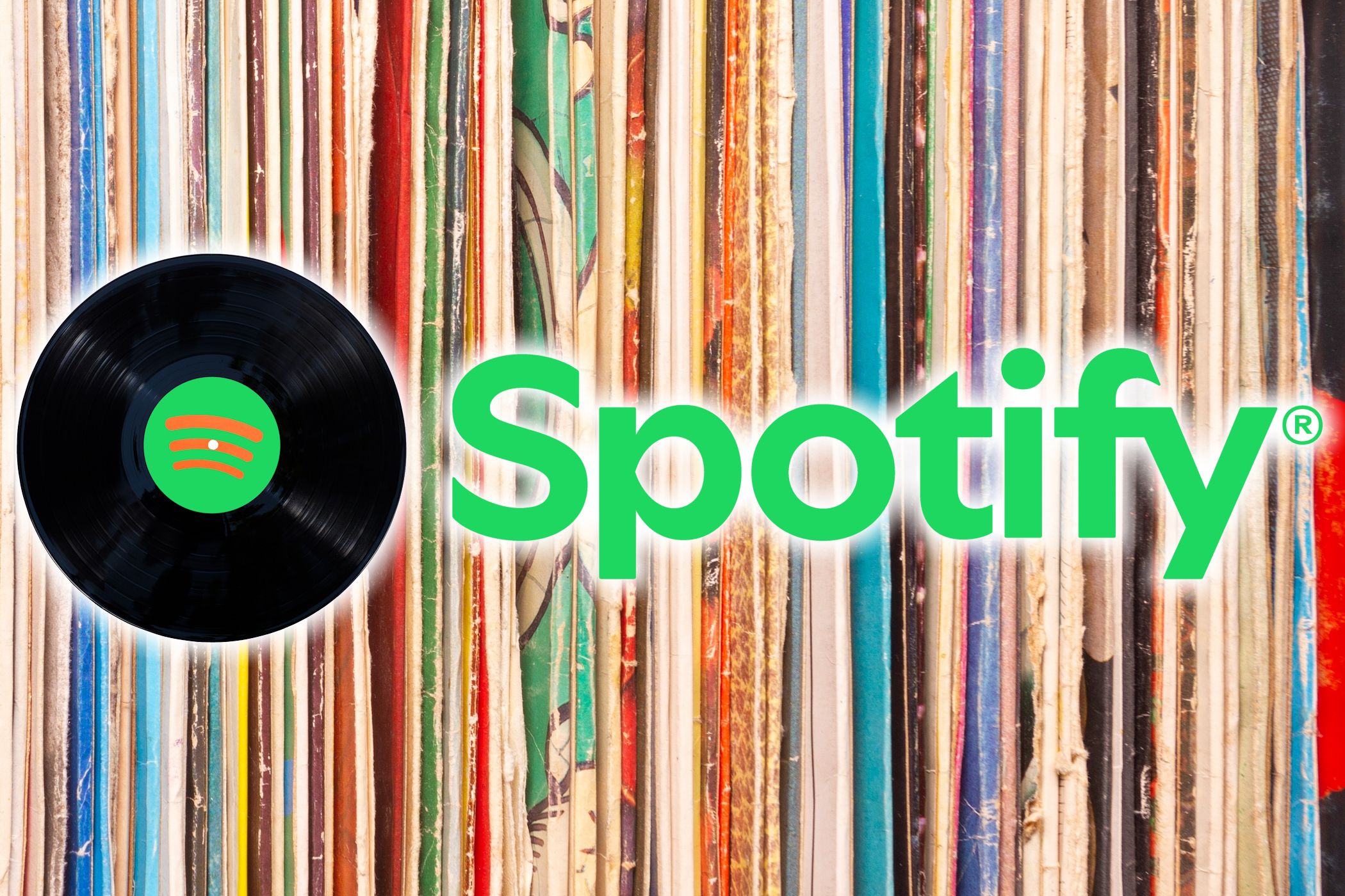 spotfiy logo with vinyl sleeve background