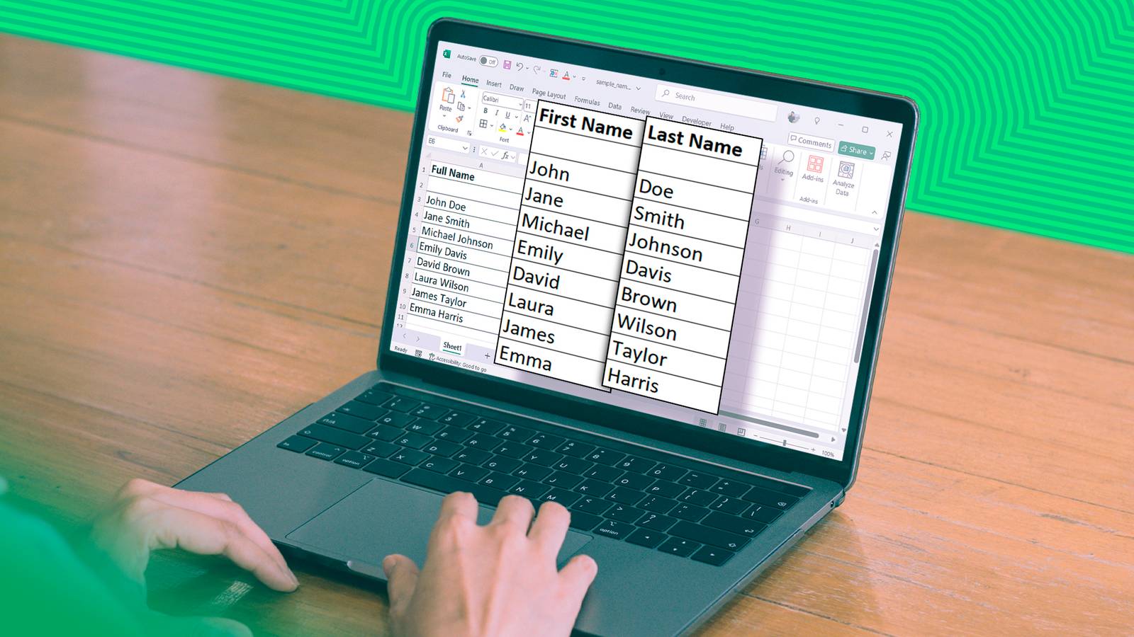 Windows Name Column How to Separate First and Last Names to Columns in Excel