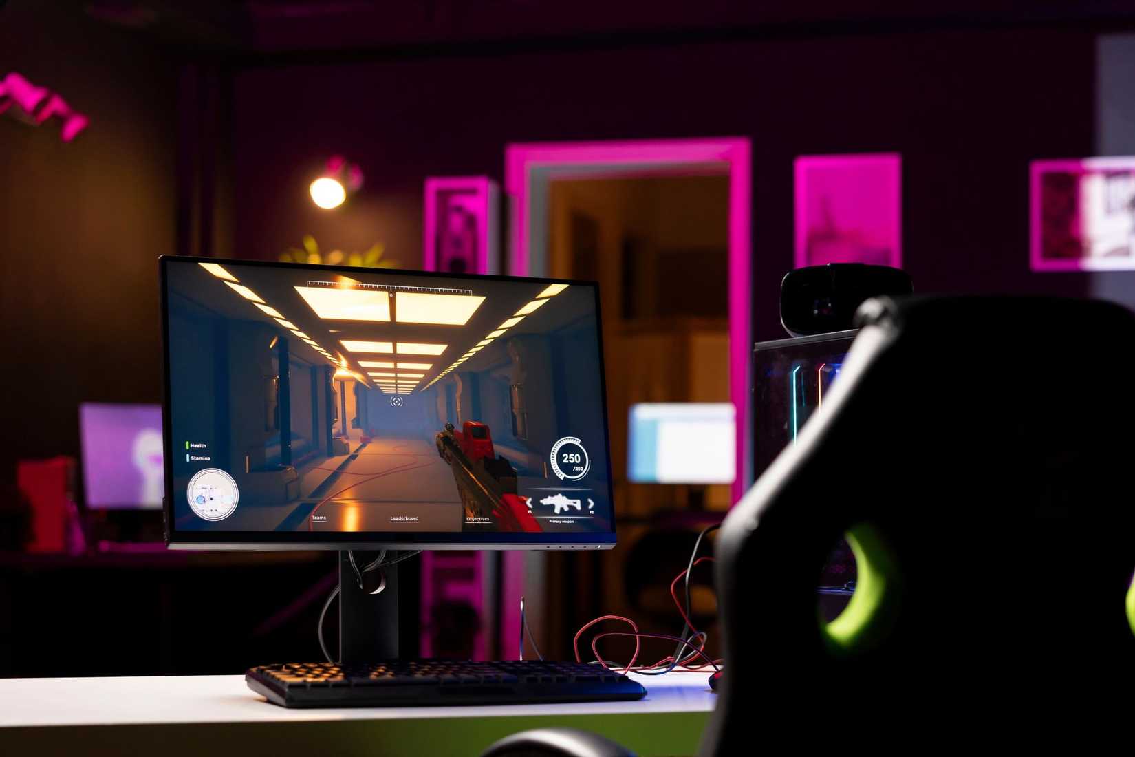 an fps game displayed on a gaming pc screen