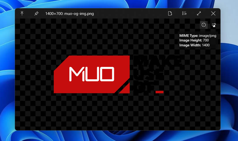 An image opened in QuickLook preview