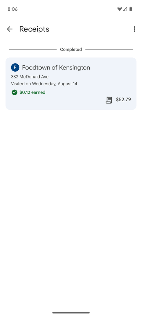 Экран начисления баланса в Google Opinion Rewards