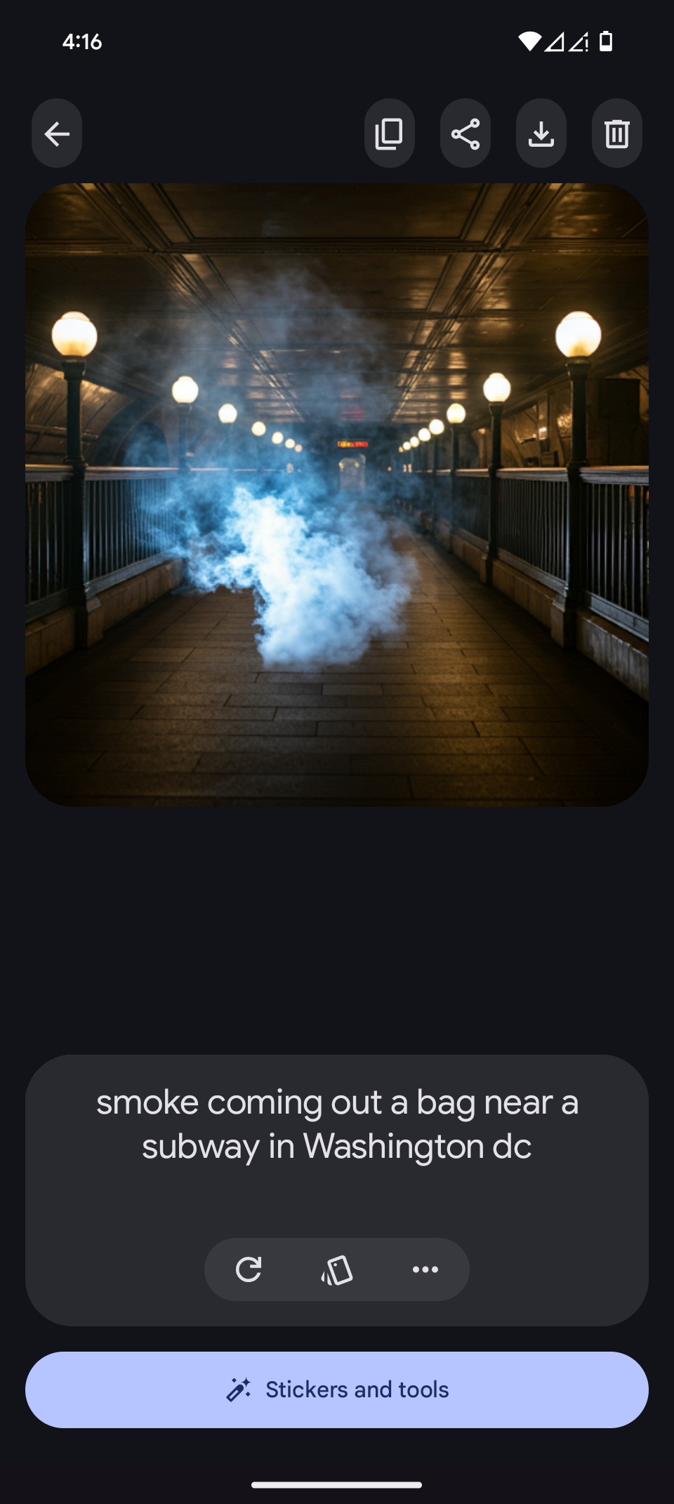 تصویر Pixel Studio از دود در منطقهٔ مترو