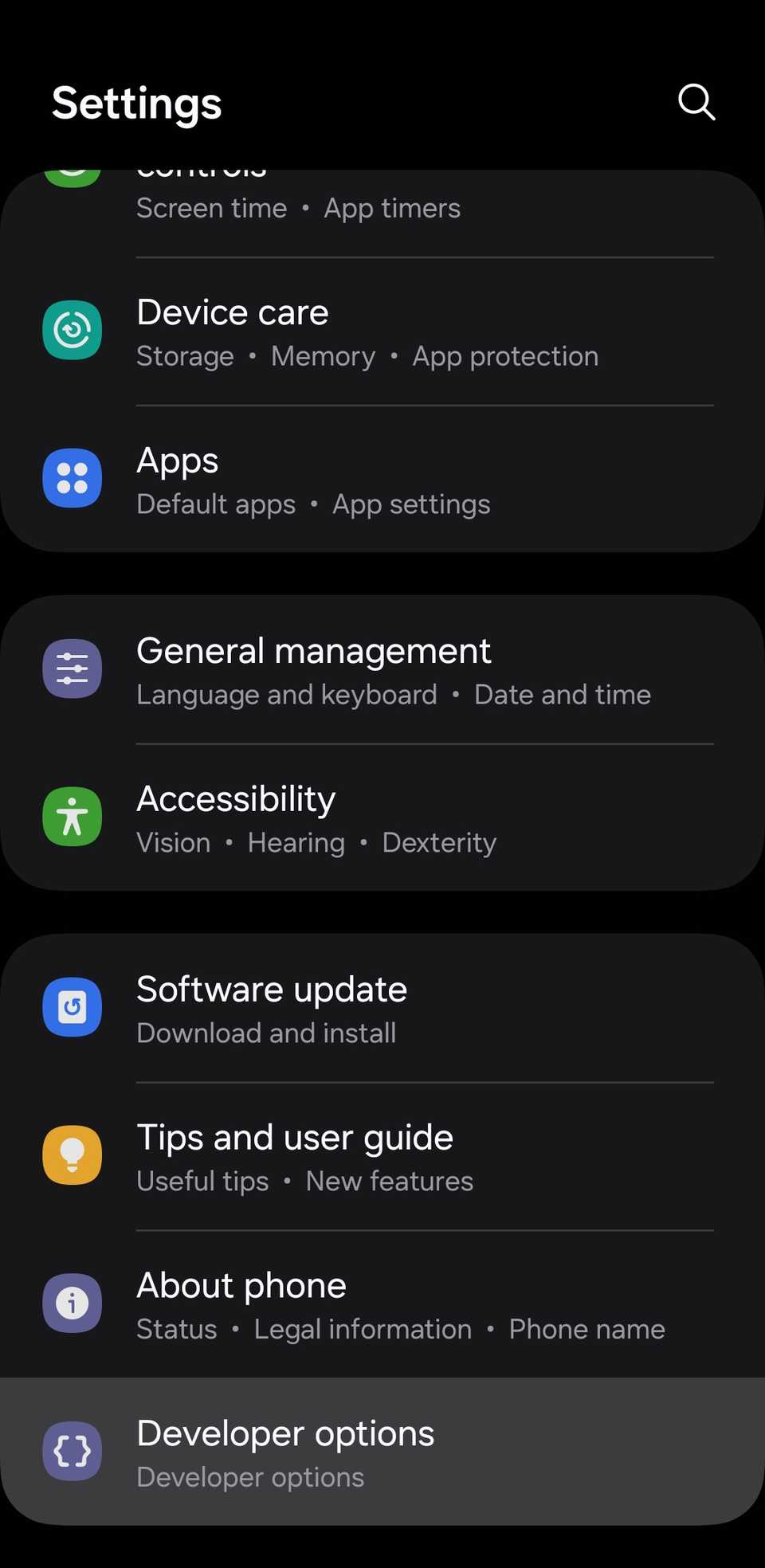 Developer Options on Android