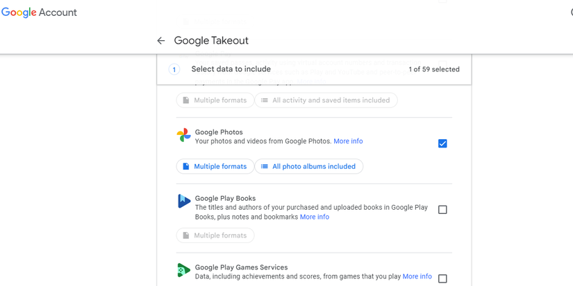 Downloading Google Photos via Google Takeout