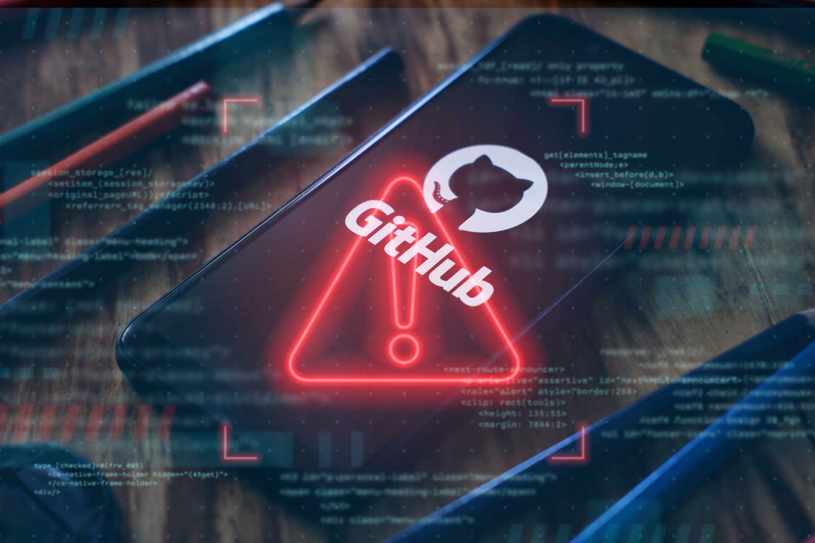 github logo with malware alert